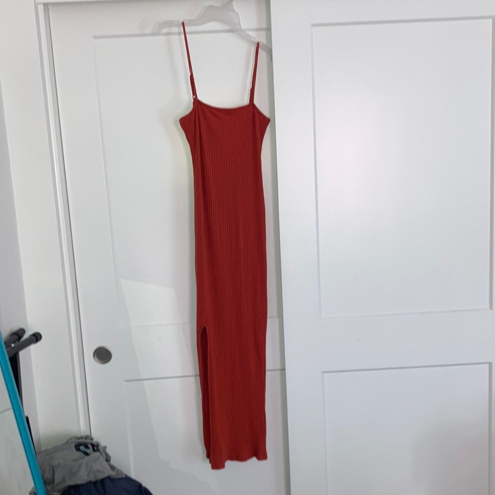 Orange rust STRETCHY heart and hips bodycon dress size M(can size up to XL!)